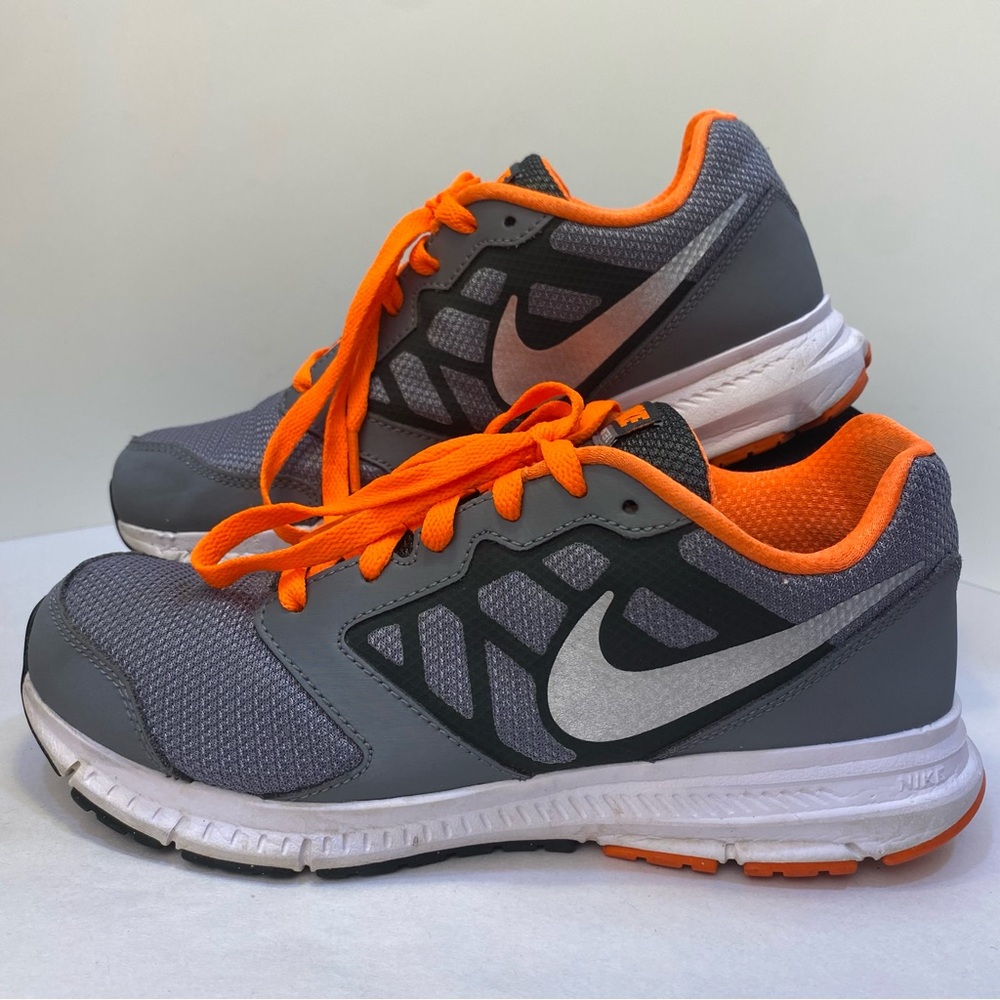 NIKE Downshifter 6 Gray Orange Running Shoes Youth Size 6Y